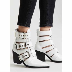 Jeffrey Campbell White Caceres Buckle Booties